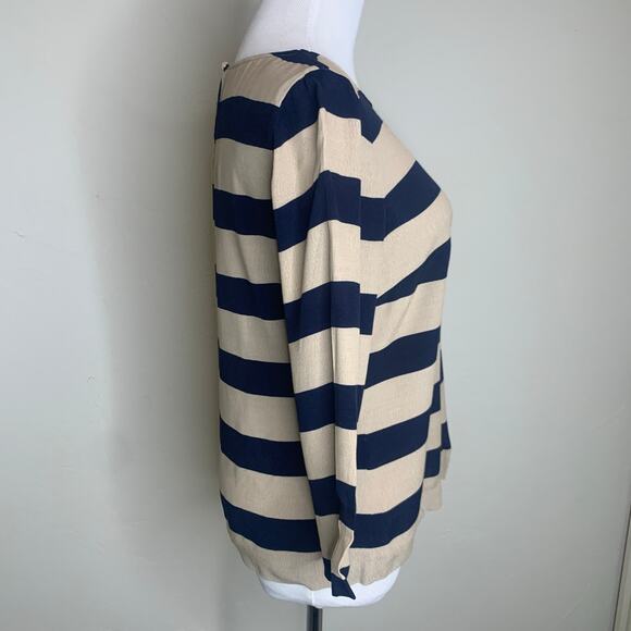 J Crew Scoopneck Blouse Seine Stripe Sz 0 - Picture 4 of 9